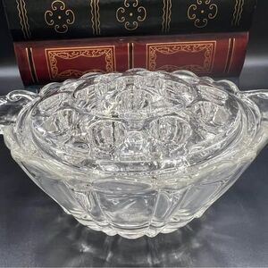 Flower Frog Bowl 16 Hole Anchor Hocking Clear Glass